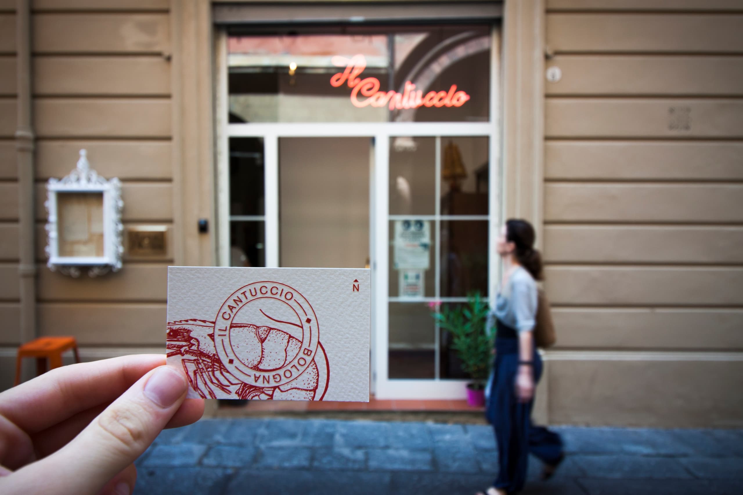 Entrance of Il Cantuccio restaurant in Bologna